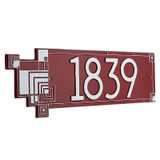 Frank Lloyd Wright Cube Abstractions House Address Plaque Red / White