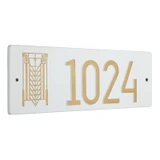 Frank Lloyd Wright Tree of Life Abstract House Number Plaque White / Gold