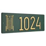 Frank Lloyd Wright Tree of Life Abstract House Number Plaque Green / Gold