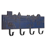 Frank Lloyd Wright December Gifts 4-Hook Plaque Dark Blue / Gold