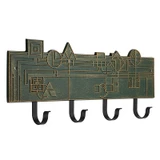 Frank Lloyd Wright December Gifts 4-Hook Plaque Green / Gold