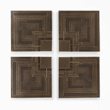 Frank Lloyd Wright Ennis Tile Plaques Set of 4 Aged Bronze / Gold