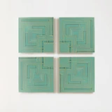 Frank Lloyd Wright Ennis Tile Plaques Set of 4 Bronze Verdigris