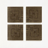 Frank Lloyd Wright Ennis Tile Plaques Set of 4 Antique Brass