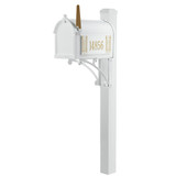 Frank Lloyd Wright Tree Of Life Custom Side Numbered Mailbox - White / Gold