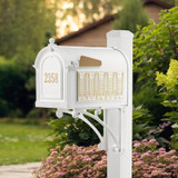 Frank Lloyd Wright Tree Of Life Custom Front Numbered Mailbox Style Shot - White / Gold