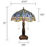 Arts & Crafts Dragonfly Large Stained Glass Accent Table Lamp Dimensions