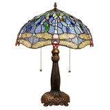 Arts & Crafts Dragonfly Large Stained Glass Accent Table Lamp