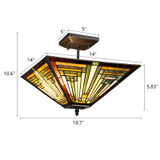 Arts & Crafts Innes 2 Semi-Flush Ceiling Fixture Dimensions