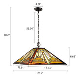 Arts & Crafts Innes 2 Ceiling Pendant Fixture Dimensions