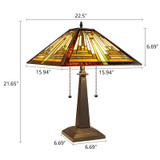 Arts & Crafts Innes 2 Stained Glass Table Lamp Dimensions