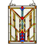 Arts & Crafts Mission Chevron Stained Glass Panel