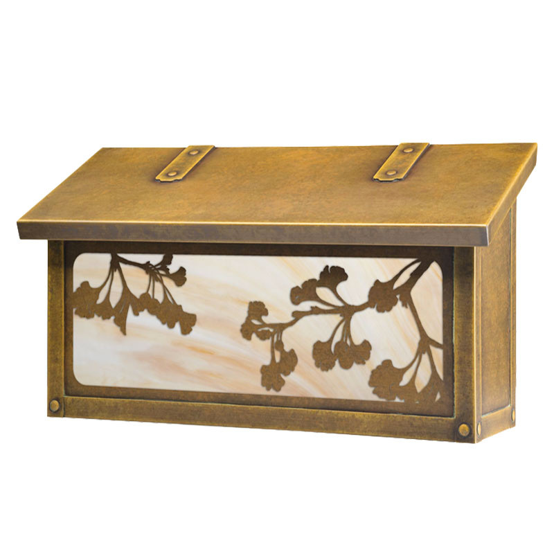 Ginkgo Tree Brass Horizontal Mailbox