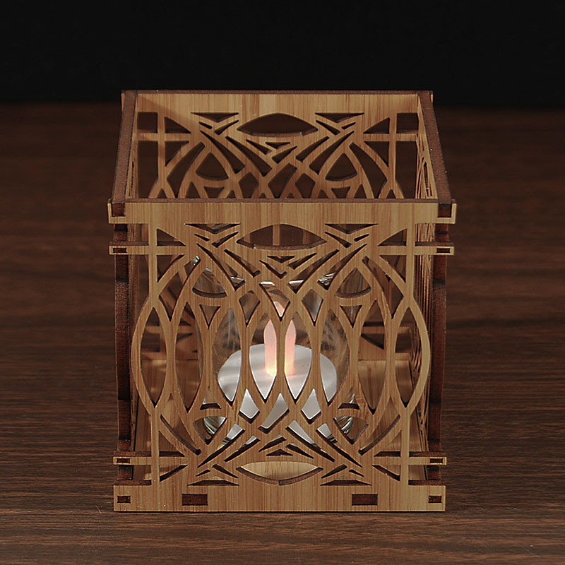 Frank Lloyd Wright Blossom Design Wood Votive - Thumbnail 4