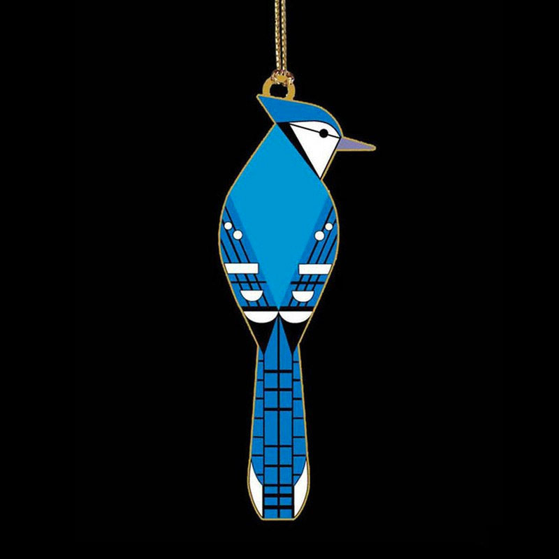 Charley Harper Brass Blue Jay Ornament Adornment