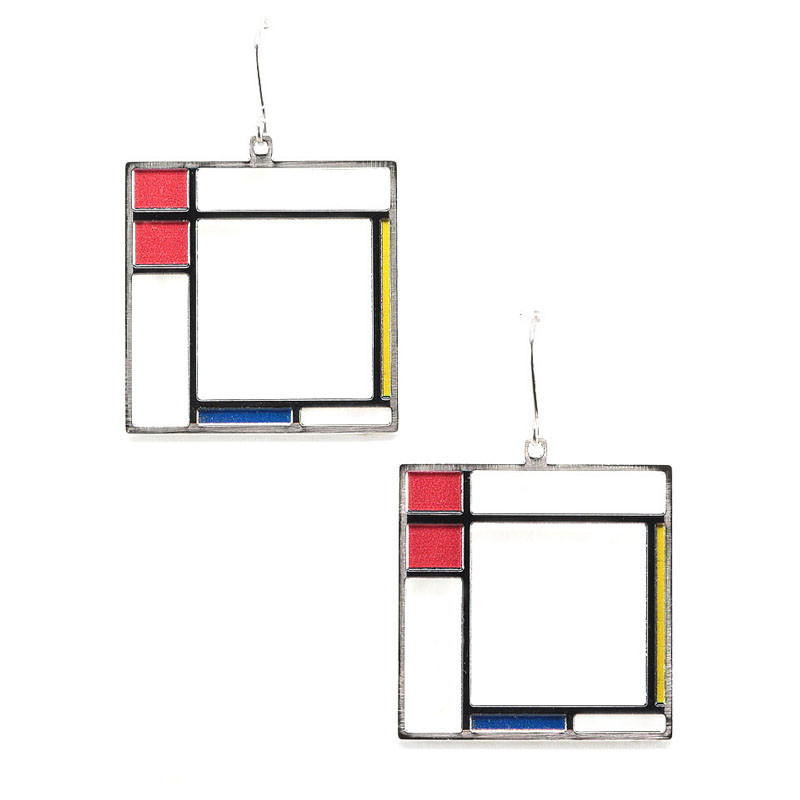 Piet Mondrian Composition Paintings set of Studs and Dangle Earrings
