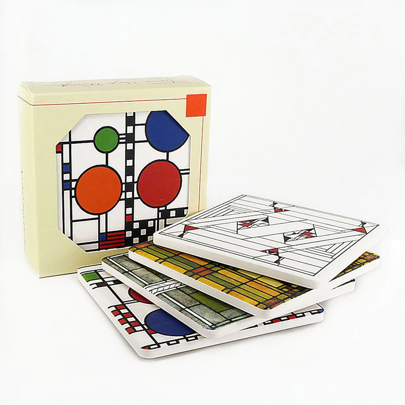 Frank Lloyd Wright Glass Designs Coasters Gift Set 1