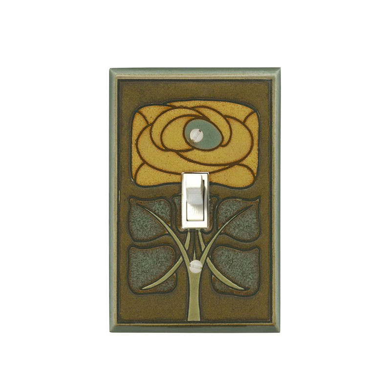 Art Nouveau Flower Ceramic Tile Switchplate