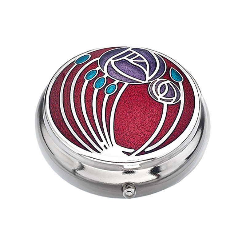 Charles Rennie Mackintosh Rose and Buds Pill Box in red