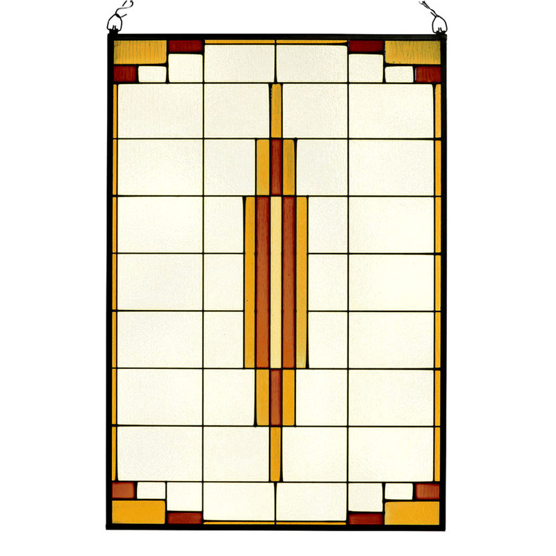 Arts and Crafts 42 Tall Prairie Window Art Glass Panel 12