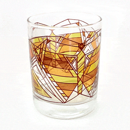 Frank Lloyd Wright Dana-Thomas Orange Butterfly DOF Tumblers 360