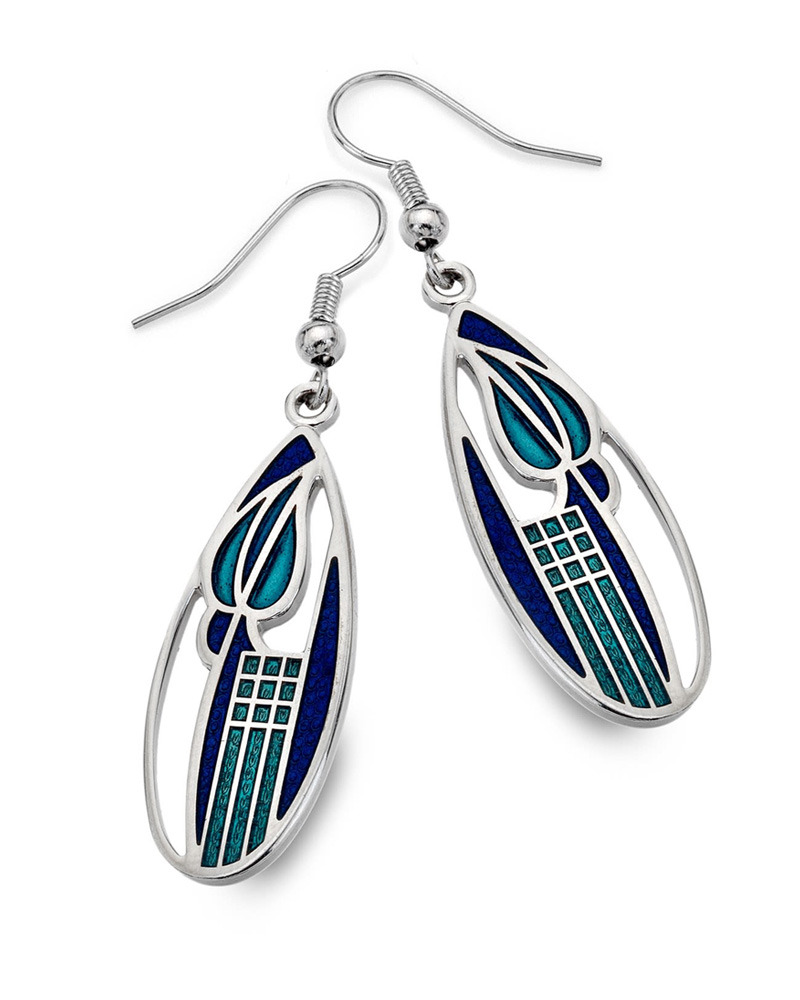 Sterling Silver Earrings in a Rennie Mackintosh Inspired