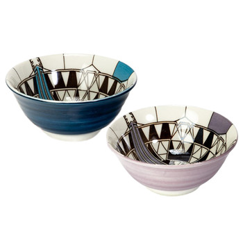 Frank Lloyd Wright Imperial Hotel Peacock Ceramic Bowls - Set of Two Frank Lloyd Wright Imperial Hotel Peacock Ceramic Bowls - Set of Two