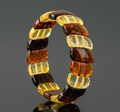 Bangle Style Amber Bracelet Made of Three Colors Amber