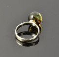Green Amber Silver Ring
