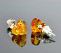 Amber Heart Stud Earrings