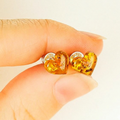 Amber Heart Stud Earrings