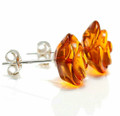 Rose Amber Stud Earrings