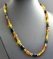 Men's Amber Necklace Made of Cylinders, Disk Shape Amber. Unisex.