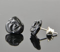Carved Amber Rose Stud Earrings