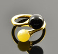 Adjustable Baltic Amber Silver Ring