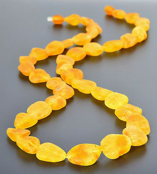 Raw Amber Healing Necklace Made of Honey Color Amber