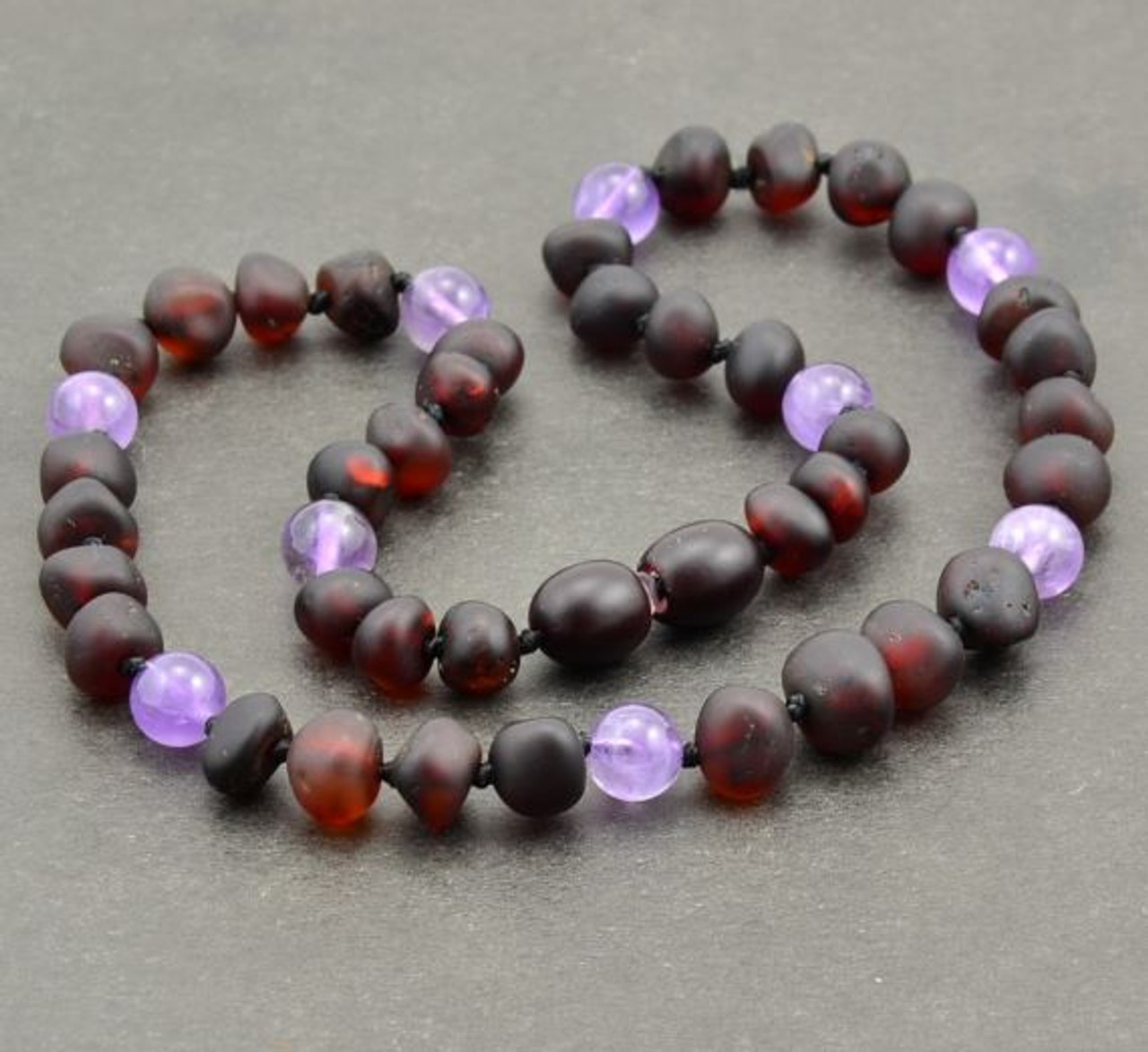 amethyst teething necklace