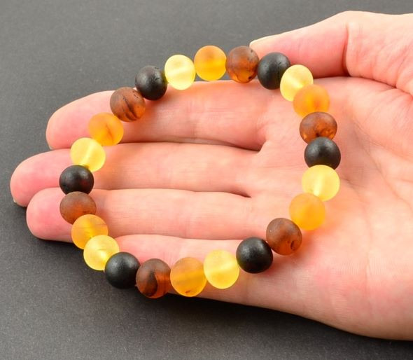 Raw Amber Healing Bracelet Made of Multicolor Baltic Amber.