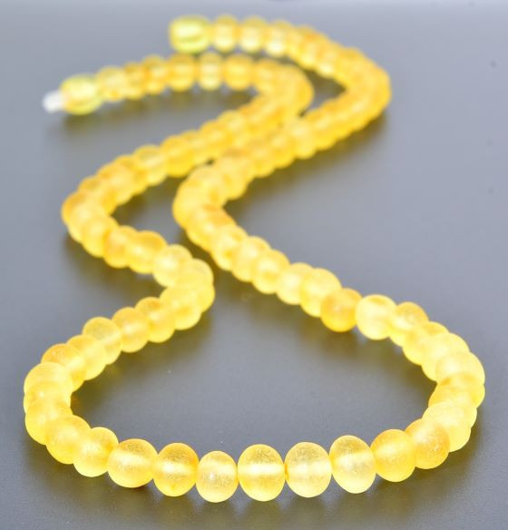Amber Beaded Necklace of Lemon Color Raw Amber.