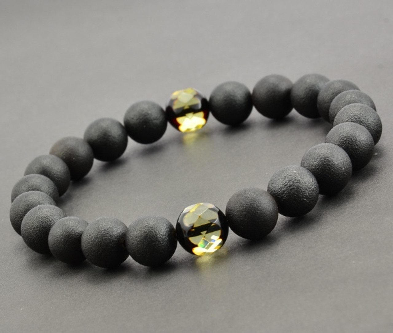 Men's Bracelet, Black Beads Bracelet, Men's Jewelry, Made in