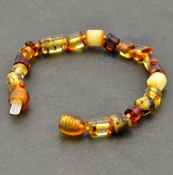 Amber Teething Bracelets Made of Button Shape Amber Beads.
