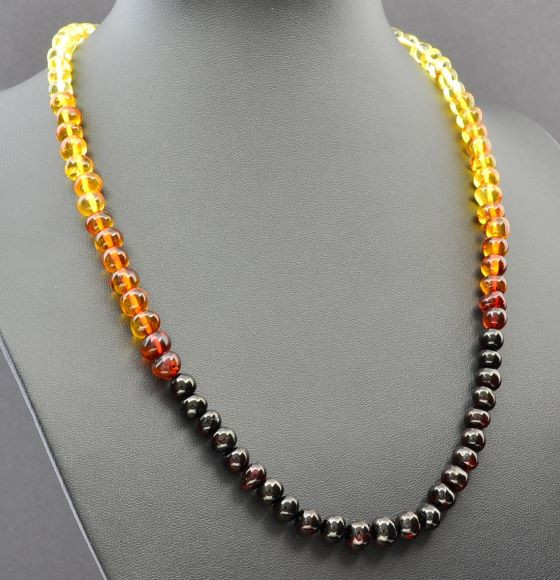Rainbow Amber Healing Necklace Made of Baroque Amber Beads.