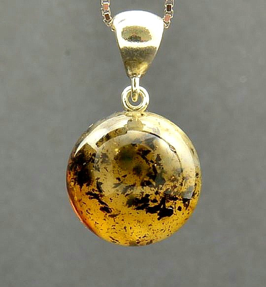 Amber Sphere Pendant Made of Earth Colors 18 mm Amber.