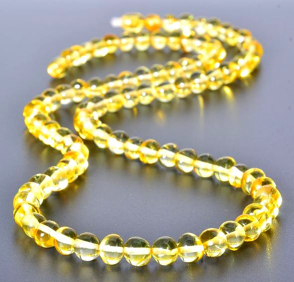 Golden Amber Beaded Necklace Made of Golden Color Amber.