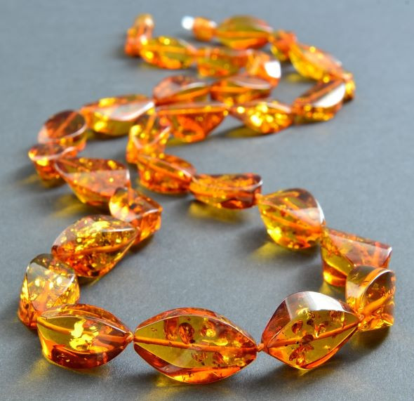 Faceted Amber Necklace. Amber Necklace for Adults.