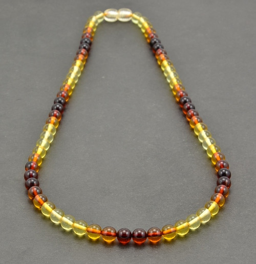  Men's Beaded Necklace Made of Multicolor Baltic Amber
