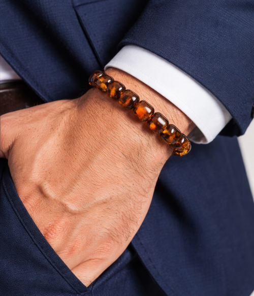 Mens Amber Beaded Bracelet