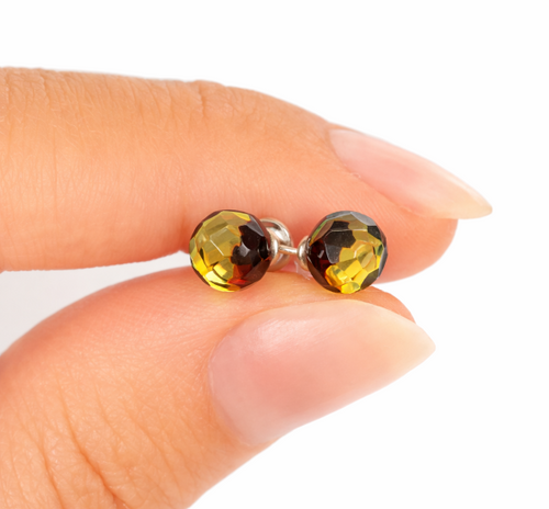 Faceted Amber Stud Earrings