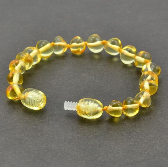 Children's Amber Bracelet Anklet  Made of Lemon Baltic Amber