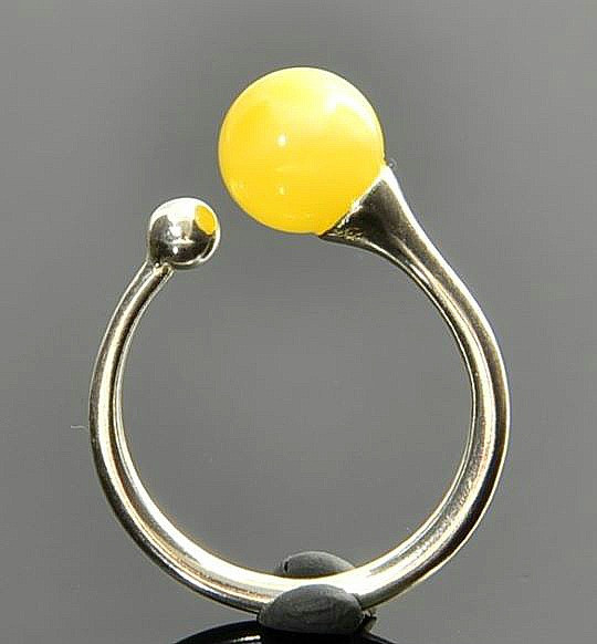 Amber Silver Ring